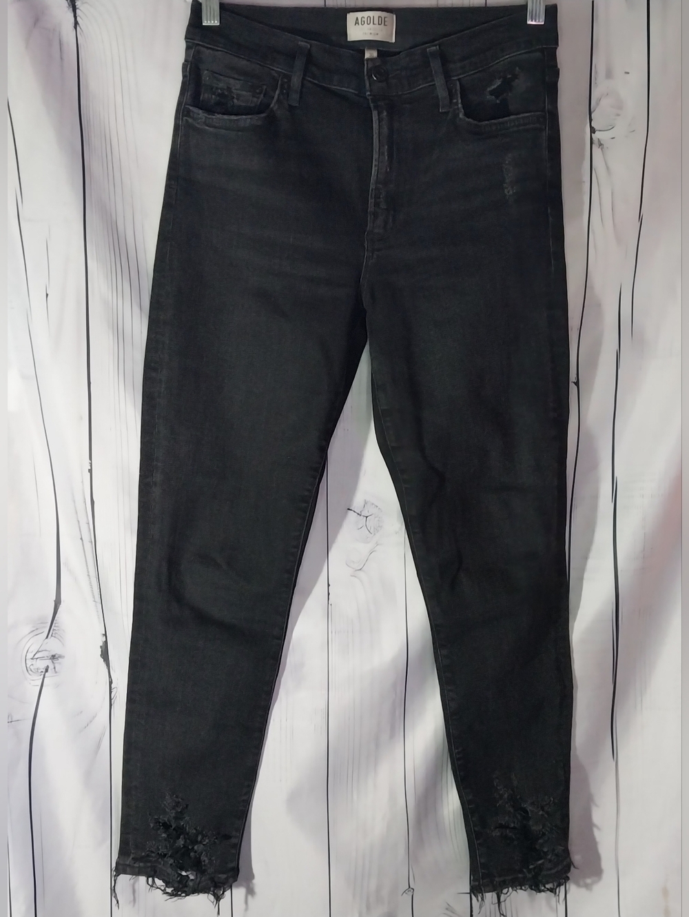 AGOLDE Distressed High-Rise Skinny Edgy Grunge Frayed Hem Modern Ankle Jeans